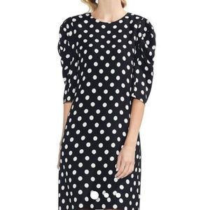 Polka Dot Shift Dress Black Ivory Size 14